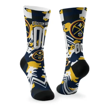 Denver Nuggets Socks Customized Woodland Camo Blue Fashion Forward