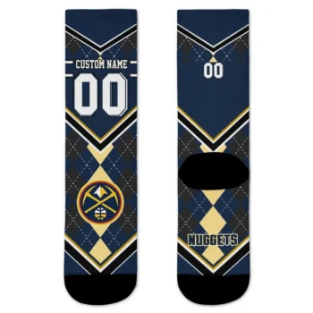 Denver Nuggets Socks Personalized Argyle Pattern Blue Best Selling