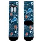 Detroit Lions Socks Personalized Scattered Icons Blue Best Selling