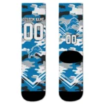 Detroit Lions Socks - Personalized Woodland Camo Blue