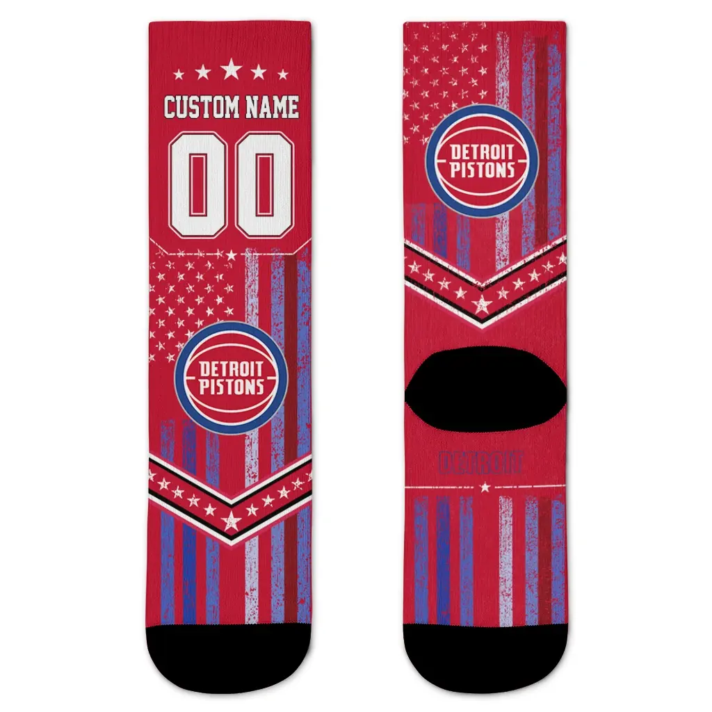 Detroit Pistons Socks Custom Star Stripes Red White Best Selling Detroit Pistons Socks Custom Star Stripes Red White Best Selling