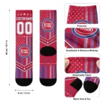 Detroit Pistons Socks Custom Star Stripes Red White Best Selling