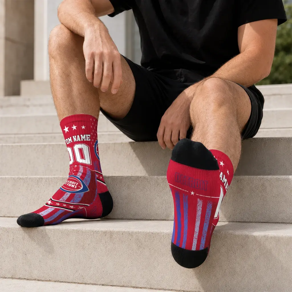Detroit Pistons Socks Custom Star Stripes Red White Latest Model Detroit Pistons Socks Custom Star Stripes Red White Latest Model