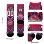 Detroit Pistons Socks Customized Leopard Print Red Black Best Selling