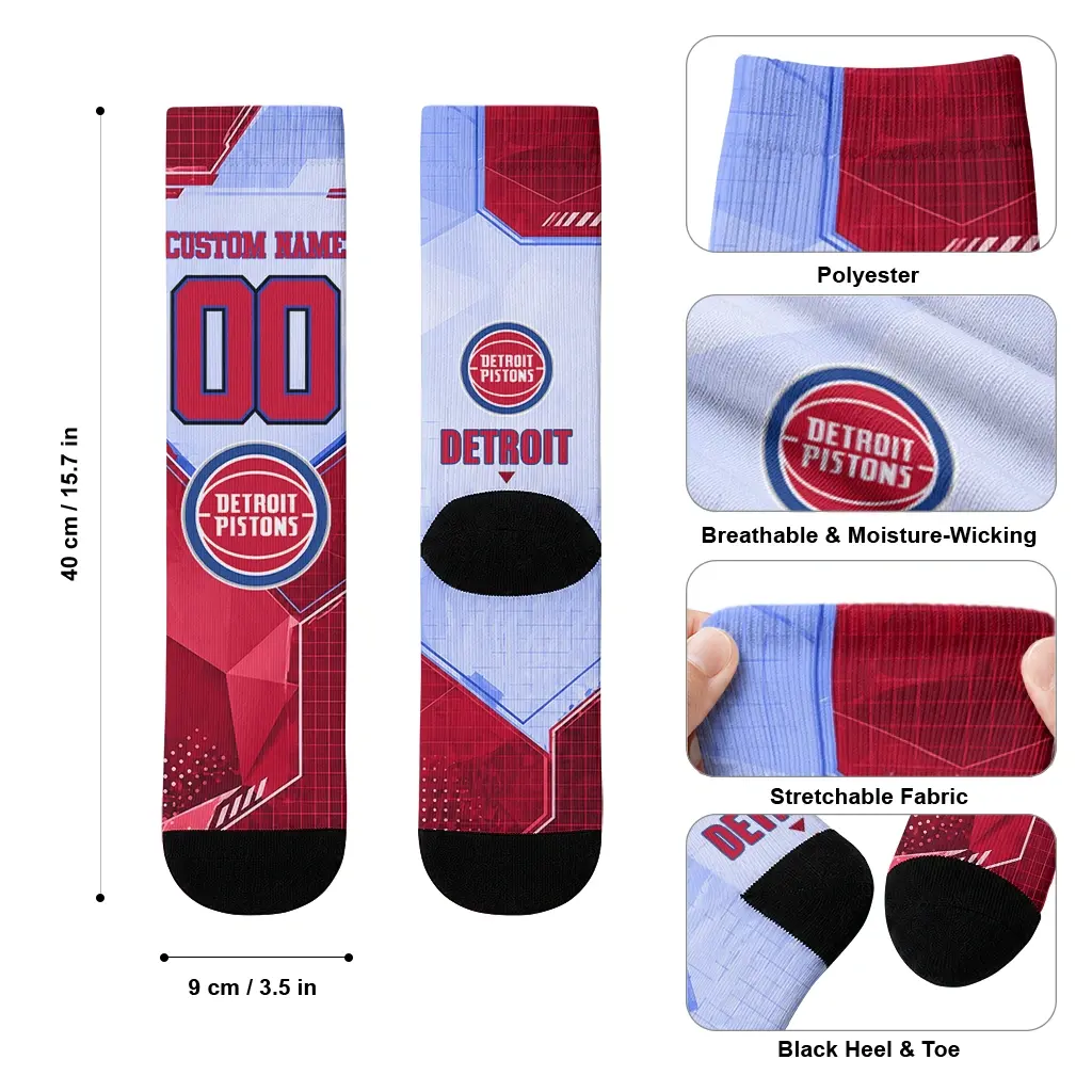 Detroit Pistons Socks Personalized Geometric Tech Red High Quality Detroit Pistons Socks Personalized Geometric Tech Red High Quality