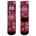 Detroit Pistons Socks Personalized Scattered Icons Red Best Selling