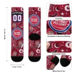 Detroit Pistons Socks Personalized Scattered Icons Red Best Selling