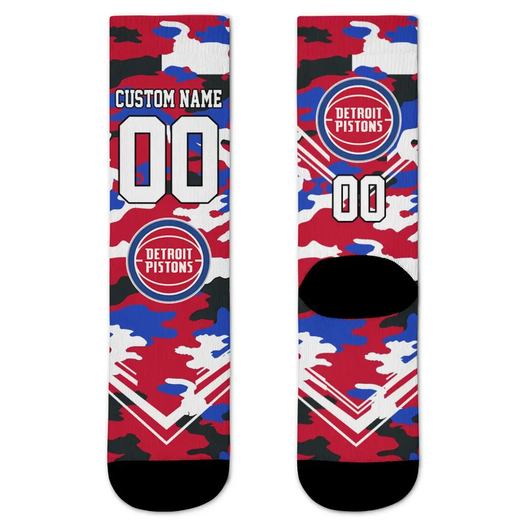 Detroit Pistons Socks Personalized Woodland Camo Red Best Selling Detroit Pistons Socks Personalized Woodland Camo Red Best Selling