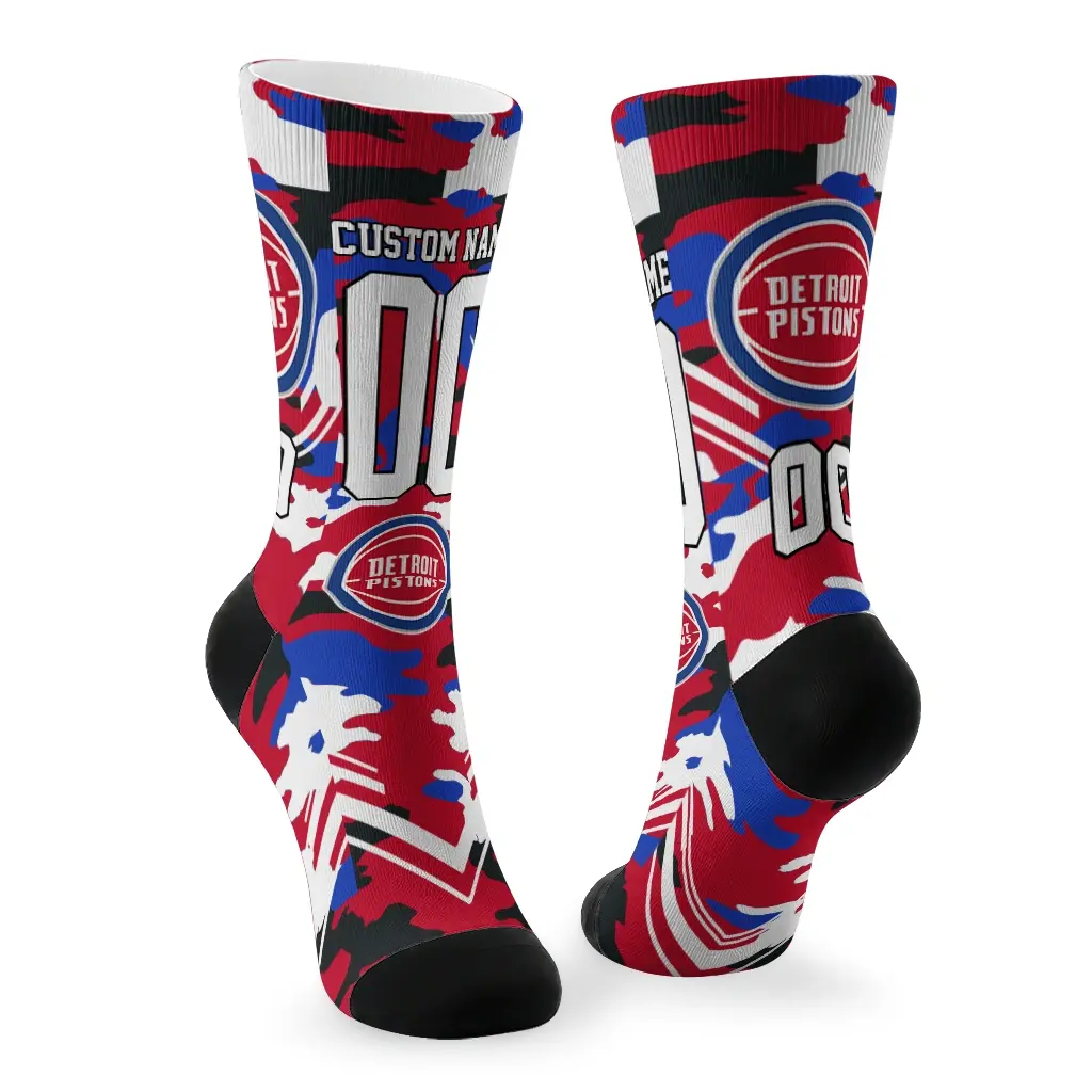 Detroit Pistons Socks Personalized Woodland Camo Red Fashion Forward Detroit Pistons Socks Personalized Woodland Camo Red Fashion Forward
