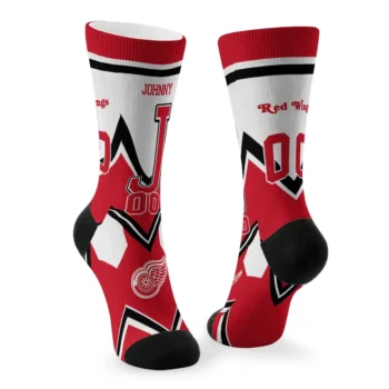 Detroit Red Wings Socks Custom Arrow Blocks Red Fashion Forward