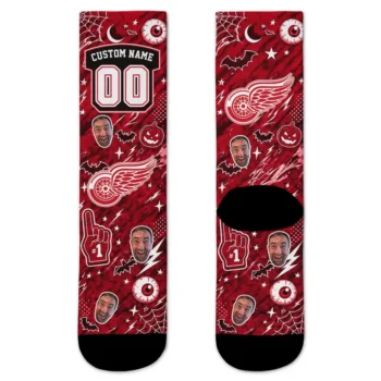 Detroit Red Wings Socks Customized Scattered Icons Red Best Selling