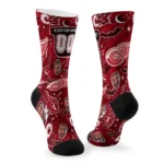 Detroit Red Wings Socks Customized Scattered Icons Red Best Selling