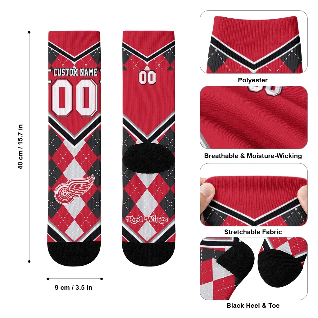 Detroit Red Wings Socks Personalized Argyle Pattern Red High Quality Detroit Red Wings Socks Personalized Argyle Pattern Red High Quality