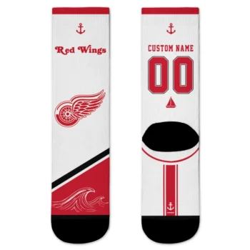 Detroit Red Wings Socks - Personalized Nautical Icons Red White
