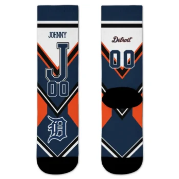 Detroit Tigers Socks Custom Arrow Blocks Navy Best Selling