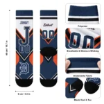 Detroit Tigers Socks Custom Arrow Blocks Navy Best Selling