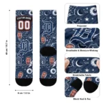Detroit Tigers Socks Customized Scattered Icons Navy Best Selling