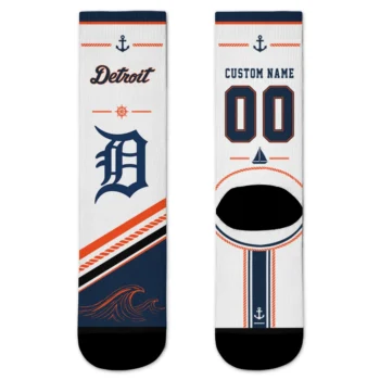 Detroit Tigers Socks - Personalized Nautical Icons Navy White