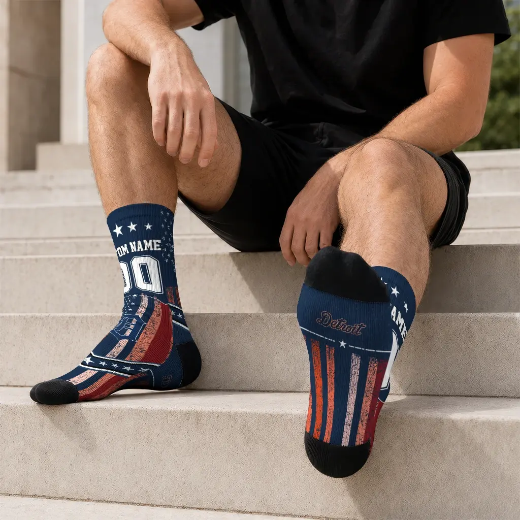 Detroit Tigers Socks Personalized Star Stripes Navy White Latest Model Detroit Tigers Socks Personalized Star Stripes Navy White Latest Model