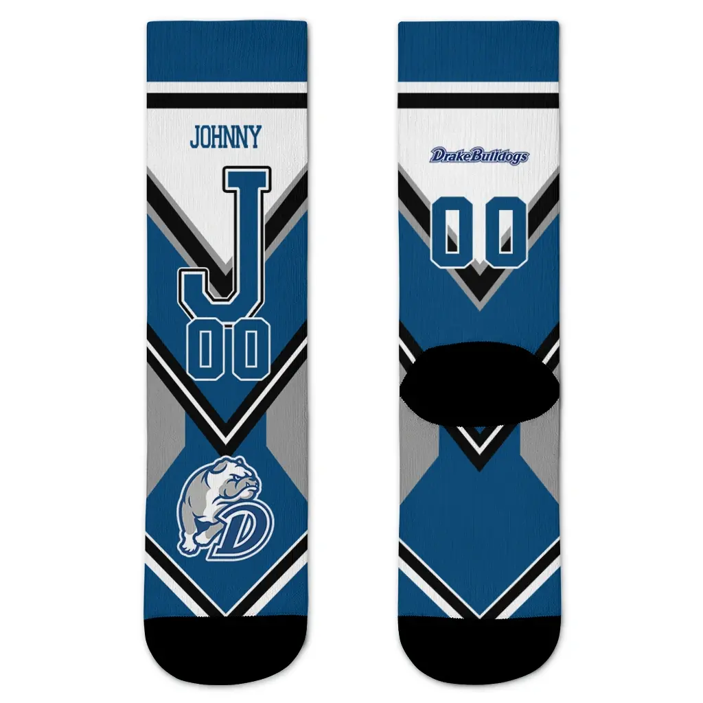 Drake Bulldogs Socks Customized Arrow Blocks Blue Best Selling Drake Bulldogs Socks Customized Arrow Blocks Blue Best Selling