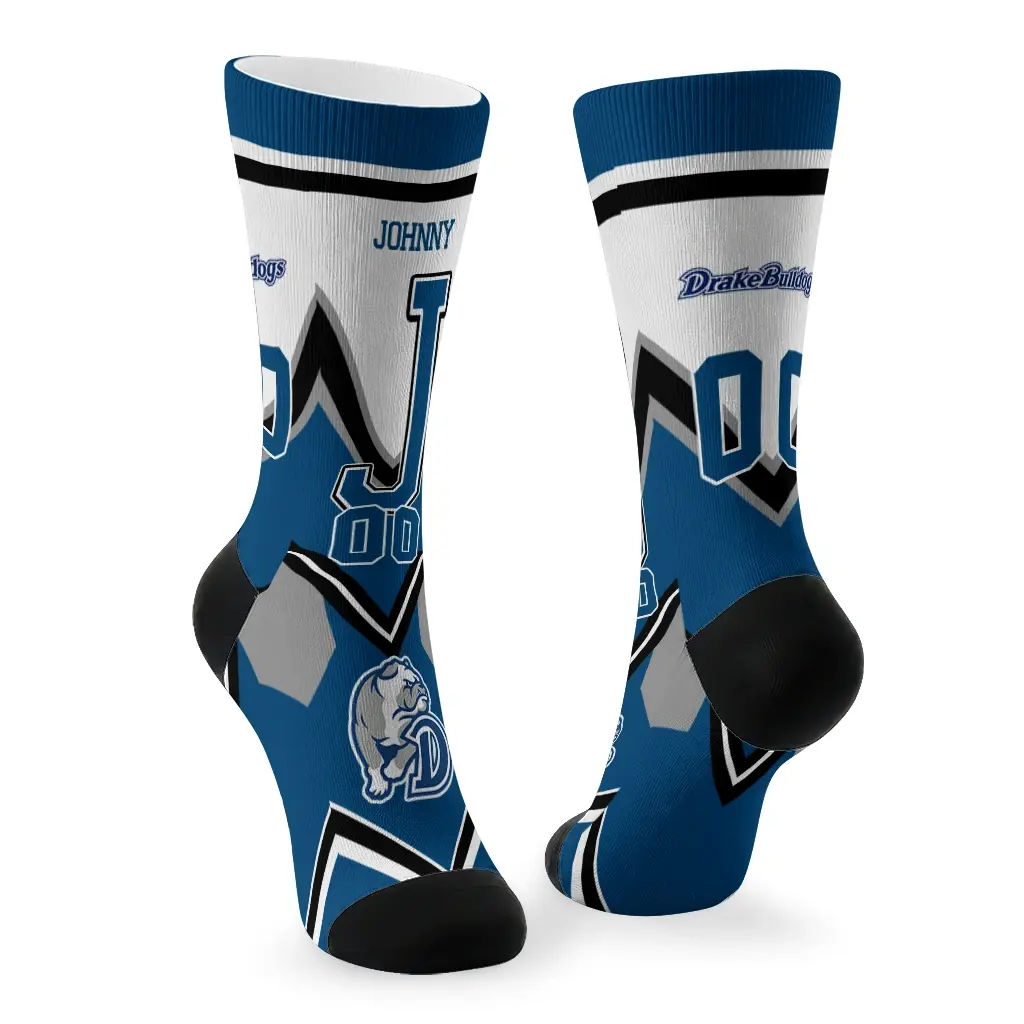 Drake Bulldogs Socks Customized Arrow Blocks Blue Fashion Forward Drake Bulldogs Socks Customized Arrow Blocks Blue Fashion Forward