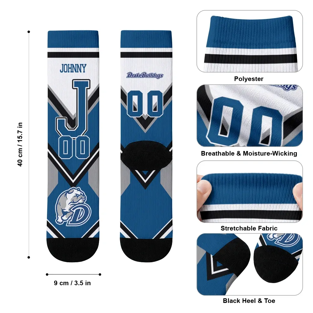 Drake Bulldogs Socks Customized Arrow Blocks Blue High Quality Drake Bulldogs Socks Customized Arrow Blocks Blue High Quality