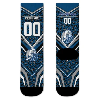 Drake Bulldogs Socks Customized Leopard Print Blue Black Best Selling
