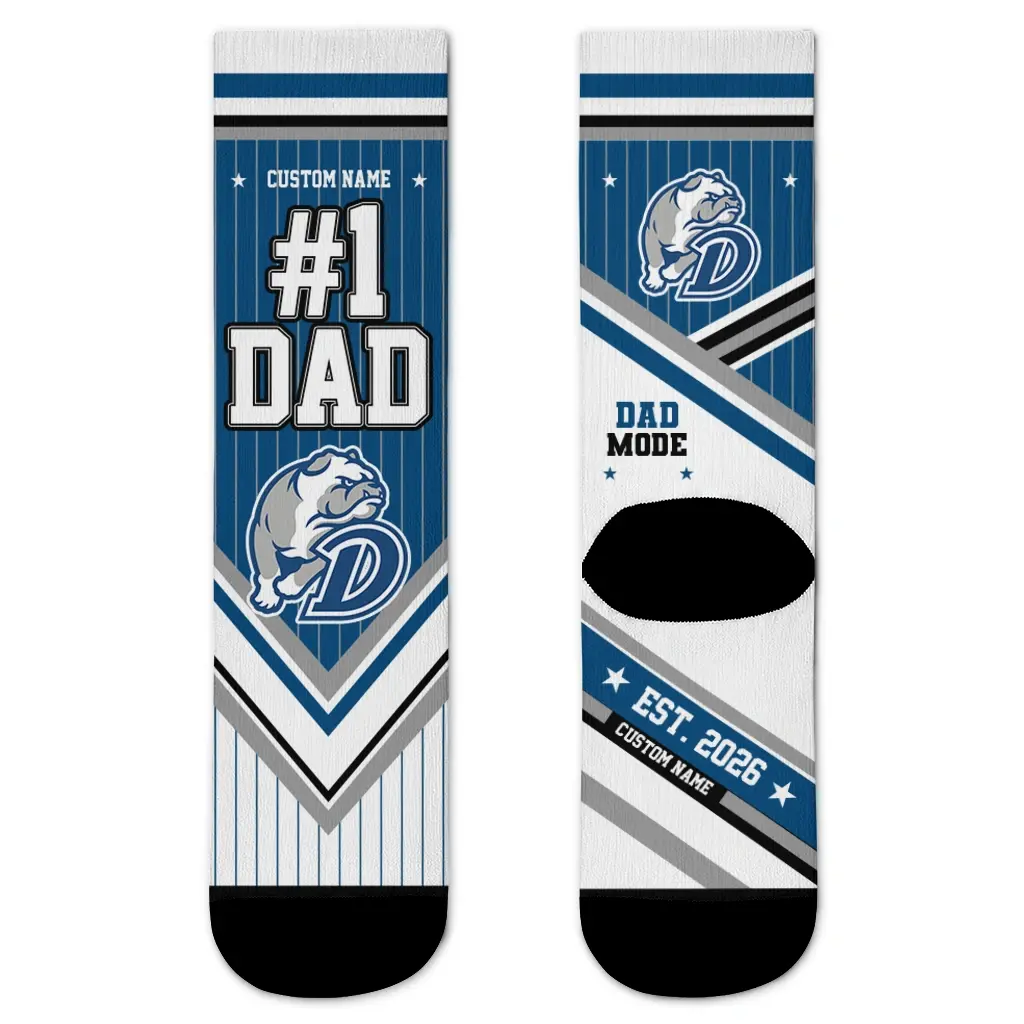 Drake Bulldogs Socks Customized Pinstripe Chevron Blue White Best Selling Drake Bulldogs Socks Customized Pinstripe Chevron Blue White Best Selling