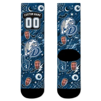 Drake Bulldogs Socks Customized Scattered Icons Blue Best Selling