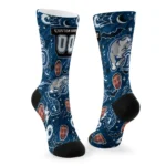 Drake Bulldogs Socks Customized Scattered Icons Blue Best Selling