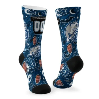 Drake Bulldogs Socks Customized Scattered Icons Blue Fashion Forward