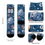 Drake Bulldogs Socks Customized Scattered Icons Blue Best Selling