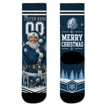 Drake Bulldogs Socks Customized Snowy Scene Blue White Best Selling