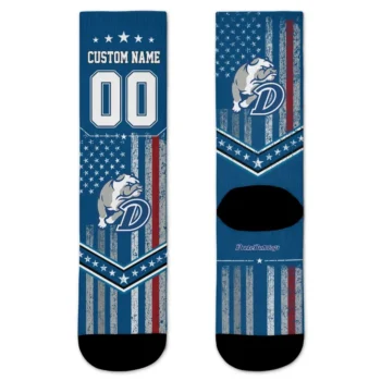 Drake Bulldogs Socks Customized Star Stripes Blue White Best Selling