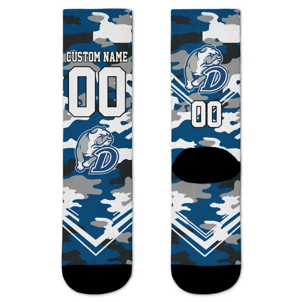 Drake Bulldogs Socks Customized Woodland Camo Blue Best Selling Drake Bulldogs Socks Customized Woodland Camo Blue Best Selling