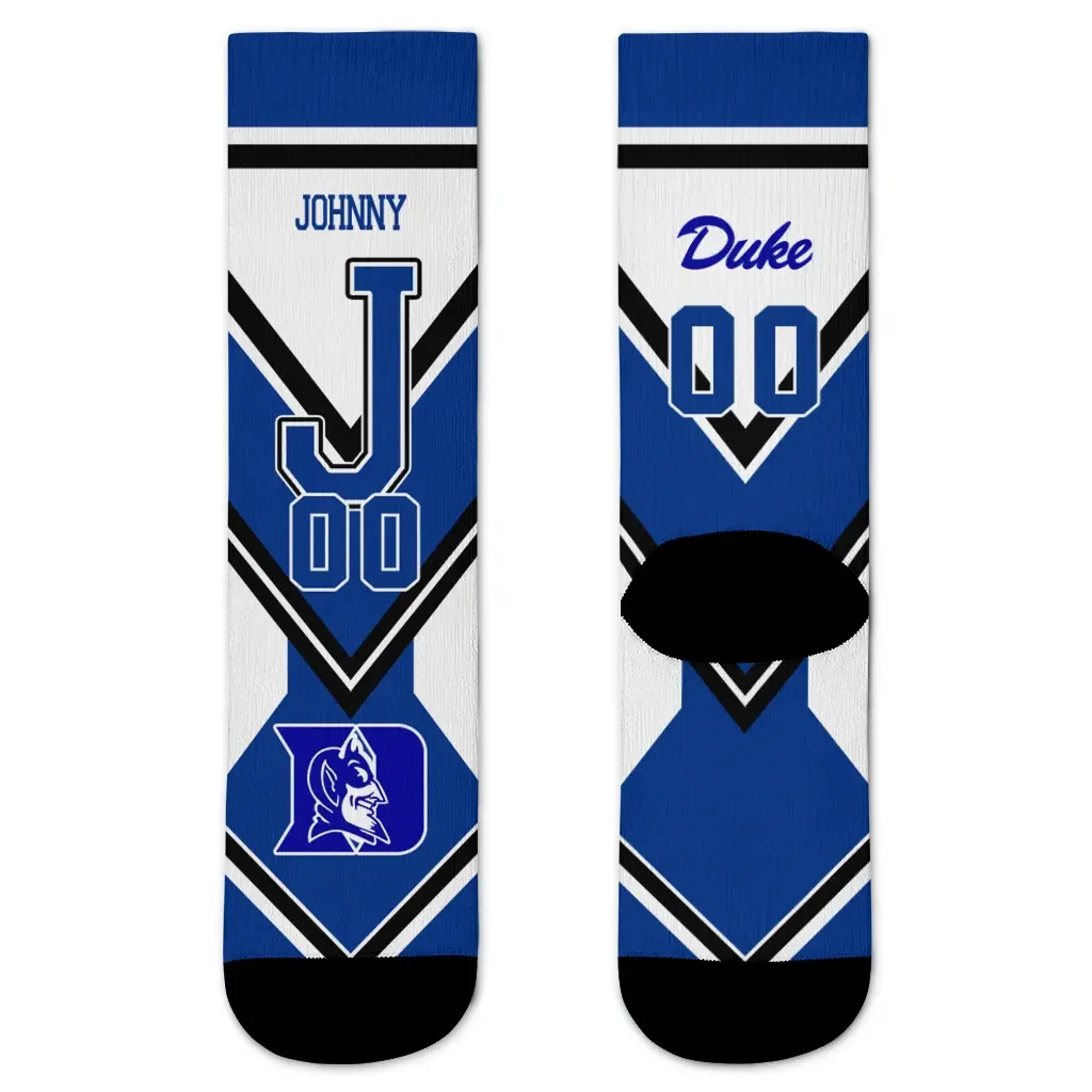 Duke Blue Devils Socks Custom Arrow Blocks Blue Best Selling Duke Blue Devils Socks Custom Arrow Blocks Blue Best Selling