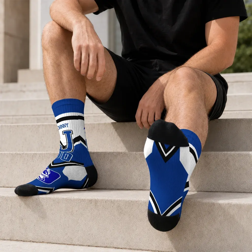 Duke Blue Devils Socks Custom Arrow Blocks Blue Latest Model Duke Blue Devils Socks Custom Arrow Blocks Blue Latest Model