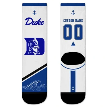 Duke Blue Devils Socks Custom Nautical Icons Blue White Best Selling