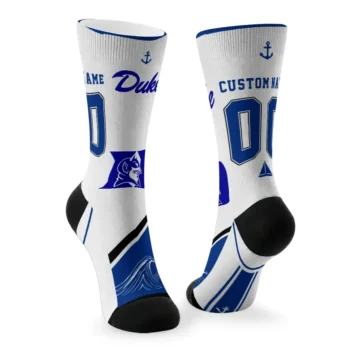 Duke Blue Devils Socks Custom Nautical Icons Blue White Fashion Forward