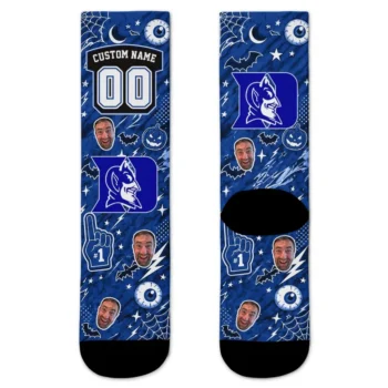 Duke Blue Devils Socks Custom Scattered Icons Blue Best Selling