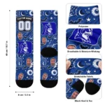 Duke Blue Devils Socks Custom Scattered Icons Blue Best Selling