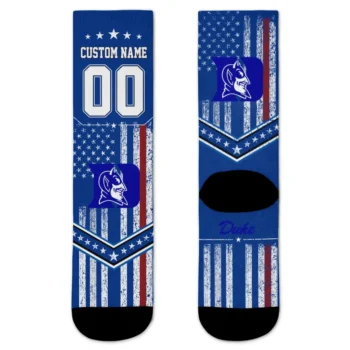 Duke Blue Devils Socks Custom Star Stripes Blue White Best Selling