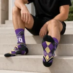 East Carolina Pirates Socks Personalized Argyle Pattern Purple Best Selling