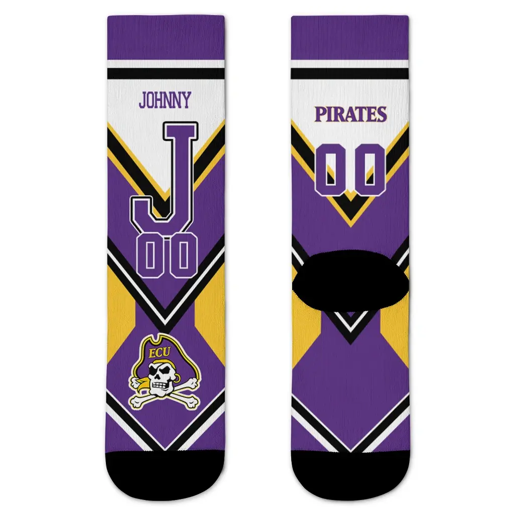 East Carolina Pirates Socks Personalized Arrow Blocks Purple Best Selling East Carolina Pirates Socks Personalized Arrow Blocks Purple Best Selling
