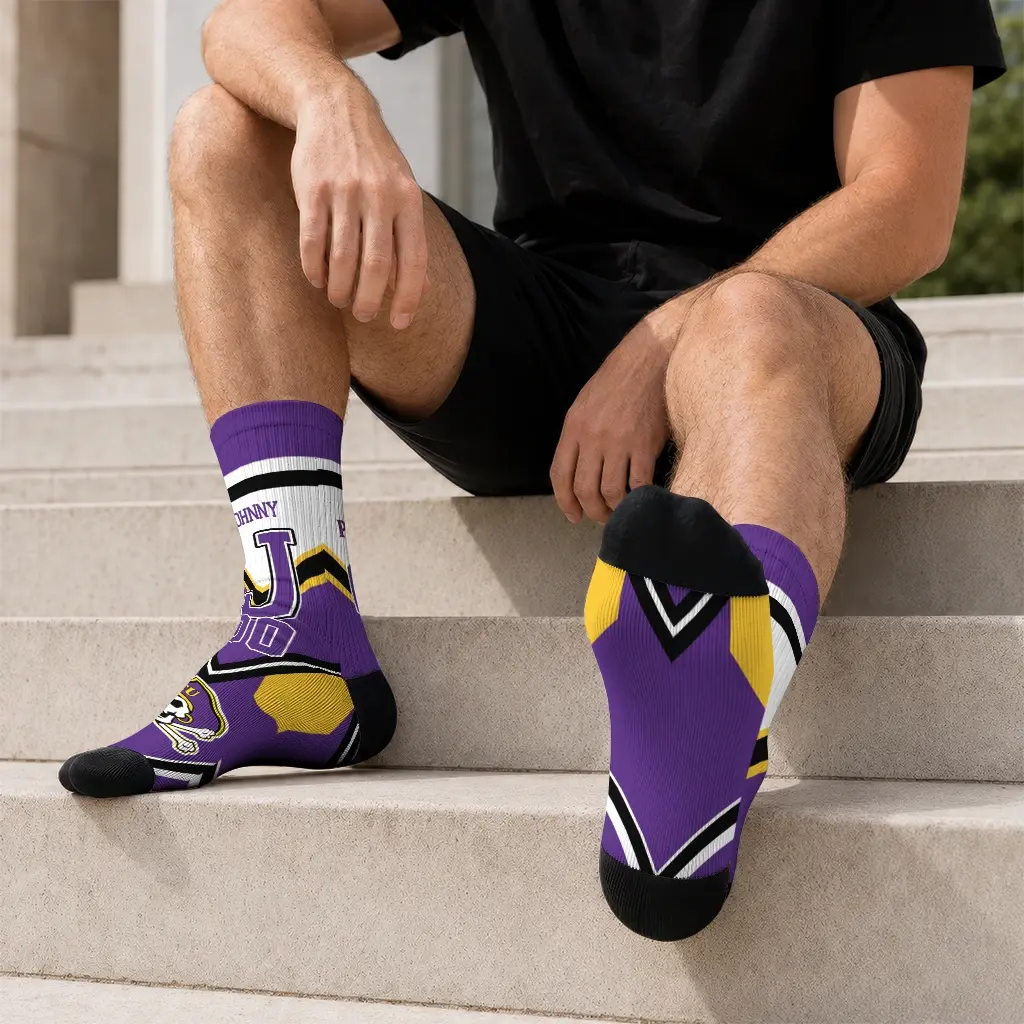 East Carolina Pirates Socks Personalized Arrow Blocks Purple Latest Model East Carolina Pirates Socks Personalized Arrow Blocks Purple Latest Model