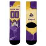 East Carolina Pirates Socks Personalized Geometric Tech Purple Best Selling