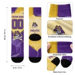 East Carolina Pirates Socks Personalized Geometric Tech Purple Best Selling