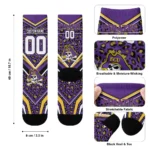 East Carolina Pirates Socks Personalized Leopard Print Purple Black Best Selling
