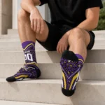 East Carolina Pirates Socks Personalized Leopard Print Purple Black Best Selling