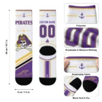 East Carolina Pirates Socks Personalized Nautical Icons Purple White Best Selling